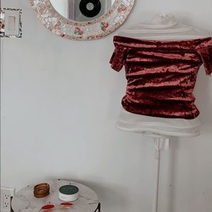 Off the shoulder velvet crop top